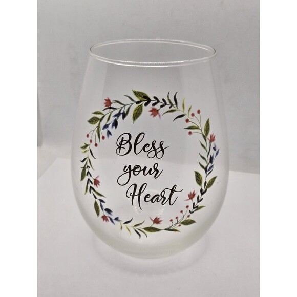LARGE GLASS Goblet Bowl CANDLE HOLDER VASE - Bless Your Heart - Picture 1 of 7